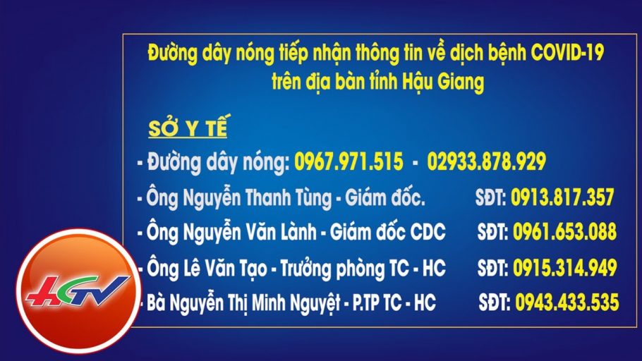 Số điện thoại đường dây nóng Sở y tế tỉnh Hậu Giang