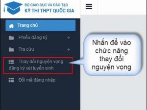 Thời gian thay đổi nguyện vọng trực tuyến 2021