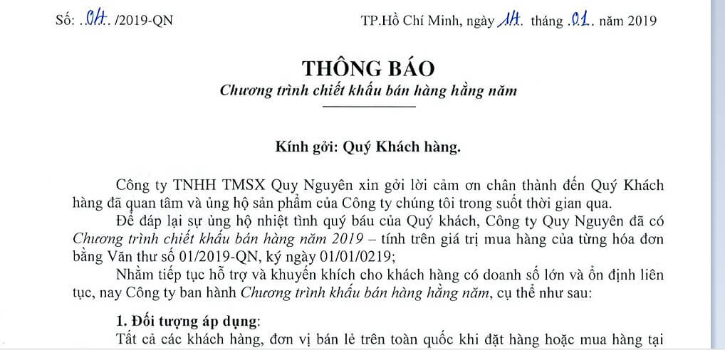 Các loại văn bản thông báo năm 2022