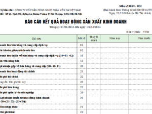 Mẫu báo cáo kết quả kinh doanh theo Thông tư 200.