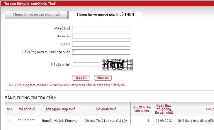 Tra cứu đăng ký mã số thuế cá nhân