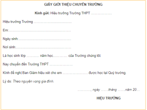 Mẫu giấy giới thiệu chuyển trường mới năm 2022