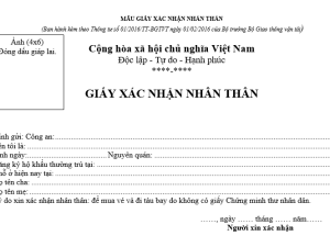 Mẫu giấy xác nhận nhân thân đi máy bay mới nhất